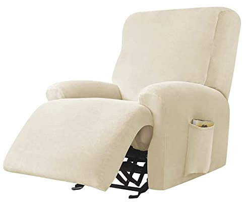 RTSFKFS 4-Stück Samt Ruhesessel Bezüge Sesselschoner RelaxSessel Sofa Abdeckung Sofaüberwurf 1 Sitzer Sessel-Überwürfe Stretchhusse Komplett Antirutsch Bezug Für Fernsehsessel (Color : Color-4)