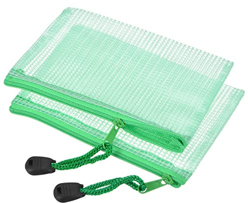 sourcing map 3 Stück Netzreißverschlusstasche B8 Größe Dokumenten Geldscheintasche Grün