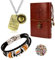 YouU 23 Stück Anime One P. Strohhut Ruffy Cosplay Schmuck Leder Schreiben Journal nachfüllbar Notizbuch Luffy Halskette PU Leder Armreif Skelett Anhänger Armband mit Aufkleber