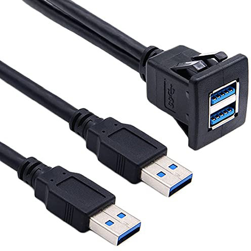 Bolwins I05C USB 3.0 Cavo di prolunga per cruscotto - 2 x USB 3.0 maschio a femmina, presa da incasso per auto, barca, moto