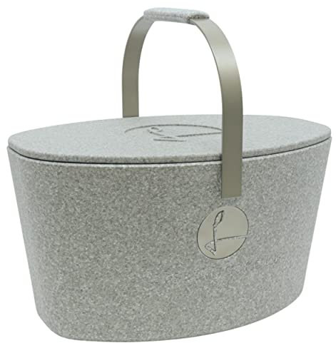 Lieblingskorb Plus Silver Grey Einkaufskorb und Thermobox in einem, inklusive Deckel, isoliert, abwaschbar, Picknickkorb zum kühlen von Lebensmittel, Einkaufstasche, Volumen: 22 Liter (Champagner)
