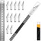 Artcut Cutter Di Precisione 12 Pz Taglierino Di Precisione, 1 Pz Bisturi con 10 Lame Taglierino, 1 Righello, Bisturi Modellismo Taglierino Mini Cutter, Bisturi per Pane (Nero)