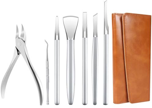 Ingrown Toenail Removal Kit, Pedicure Tools Kit Professional Knife Set Stainless Steel Ingrown Toenail Tool Foot Care Tools Nail Cuticle Remover, 7Pcs Set