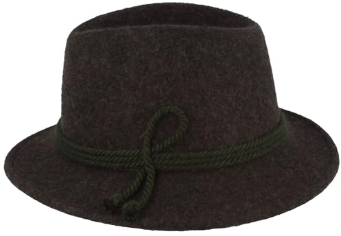 Breiter Chapeau traditionnel pour enfant - Tête pointue - 100 % laine - Fabriqué en Autriche - 3 cordons en soie - Pour fille et garçon - 3 couleurs, anthracite, 53