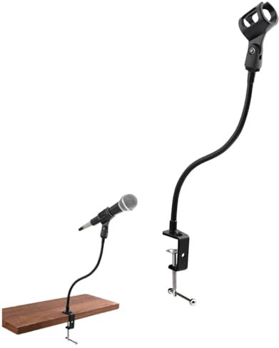 Microphone Arm Stand,360° Flexible Adjustable Universal Gooseneck Desktop Mic Stand,Mic Clip Holer,Flexible Gooseneck Desktop Mic Stands Holder with Desk Clamp,Table Space Saving,for Studio,Podium