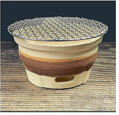 SUNESA fumoir Barbecue à Charbon de Table, poêle à Barbecue Portable de Style Japonais en poterie avec Treillis métallique for Pique-Nique à la Maison (Size : L)