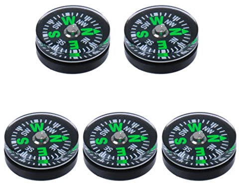 Tiuimk Survival-Kompass, 15 mm, Kunststoff, Ölfüllung, 5 Stück, ideal für Wandern, Camping, Rucksack-Dekoration