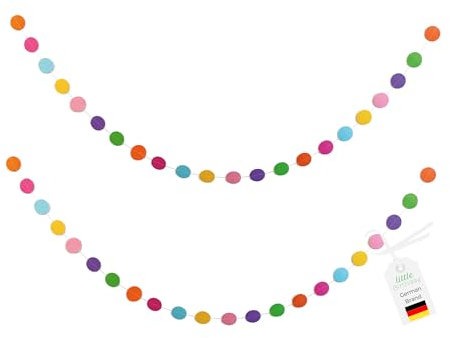 LITTLE BIRTHDAY | 4 m Papiergirlande | Kreis | Punkte | Wimpelbanner | Deko für Geburtstag | Kindergeburtstag | Fasching | Karneval | Party Set | bunt Regenbogen 2x2m