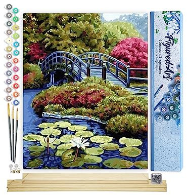 Figured'Art Malen Nach Zahlen Erwachsene Mit Rahmen Die Nihonbashi Brücke in Japan - Paint by Numbers Basteln DIY Bastelset 40x50cm Mit Keilrahmen (nicht gespannt)