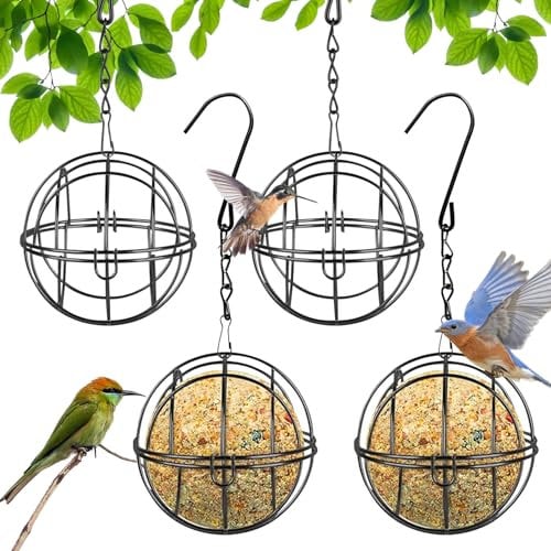 8 Stück Meißenknödelhalter Vogelfutterstation Vogelfutterstation zum Aufhängen mit S-förmigen Haken Metall Vogelfutterspender Schwarz Behälter für meisenknödel für wildvögel Garten