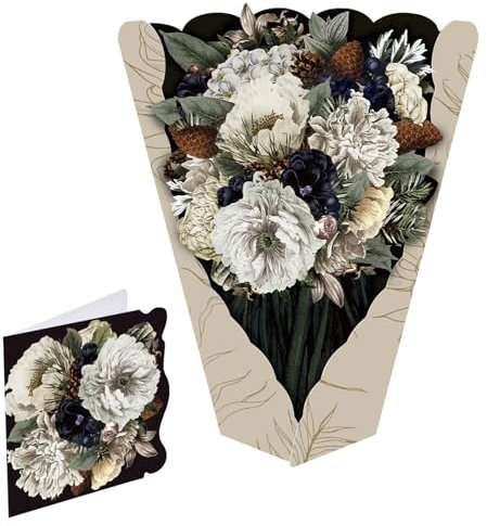 Gcardist Pop-Up-Karten, schwarz-weiße Blumenstrauß-Grußkarten, 30,5 cm, 3D-Popup-Papierblumen-Grußkarten für Muttertag, Geburtstag, Jahrestag, Hochzeit (Notizkarte und Umschlag im Lieferumfang