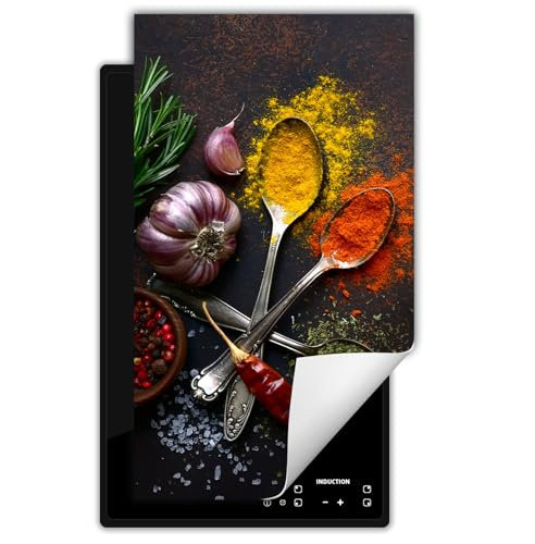 SMTDeco herdabdeckplatte Induktionsmatte herdabdeckung ceranfeld abdeckplatten für ceranfelder induktionskochfeld schutzmatte 30x52 cm Beton Schwarz