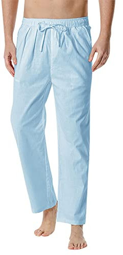 WLHBF Deals of The Day Lightning Deals Herren Cargo Sweatpants Hosen Leichtgewicht elastische Casual-Heimhose Taille lockere Cotton-Leinen Herrenhose