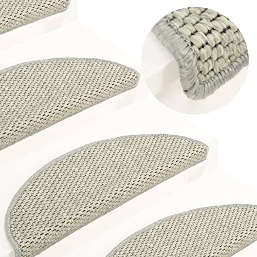 LAPOOH Treppenmatten Selbstklebend Sisal-Optik 15 STK. 65x21x4 cm Grau, Stufenmatten, Treppenteppich, Antirutschmatten Für Treppen - SPU:326875