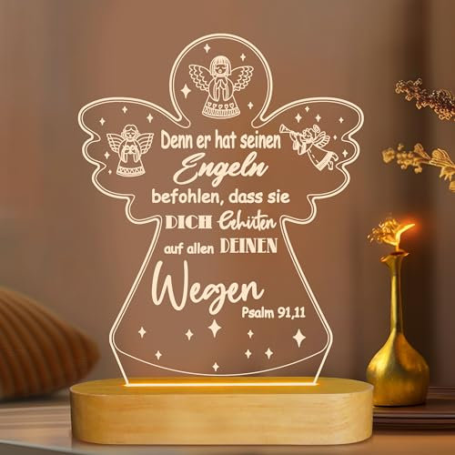 Taufe Geschenke für Mädchen Jungen,Schutzengel Nachtlicht LED warm weiß Lampe für Kinder Baby Kommunion Konfirmation Taufe Geschenke, weiche Nachtlampe für Kinder Schlafzimmer Dekoration(Farbe 2)