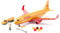 siku 1702, DHL Frachtflugzeug aus Kunststoff mit Zubehör, Rot/Gelb, Spielzeug-Modell, Inkl. Gepäckwagen, Abschleppstange, Bremsklötzen und Fluglotse