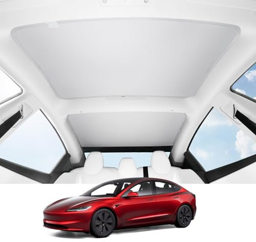 BASENOR 2024 - Parasol de Techo de Cristal Mejorado para Tesla Model 3 con Bolsa de Almacenamiento, Cubierta de Techo corredizo Que bloquea el Calor, protección Solar para la Ventana Superior