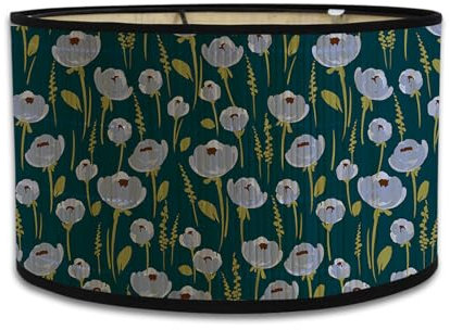 Morbuy Lampenschirm für Tischlampe Bambus, Blumen Muster Trommel Lampenschirm Zylinder Lampenschirm Durchmesser 30cm Tischlampenschirm Holz Stehlampenschirme für Dekoration (Grüne Blätter)