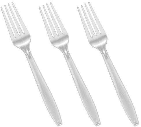 Tithe Plastic Cutlery Set Reusable Clear Forks 200pcs Perfect for Party Tableware Picnic Weddings Camping Birthday Parties by Tezraftaar