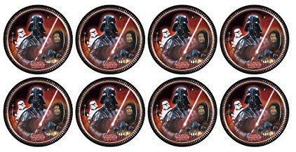 ALMACENESADAN, 5121, Pack fiesta cumpleaños; pack 8 platos de cartón 23 cm; de la licencia (Darth vader laser)