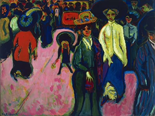 PTLYE Berühmt Painting Leinwandbild Wandbild Kunstdruck Straße Dresden Gemälde von Ernst Ludwig Kirchner Bild Druck Auf Leinwand für Flurdekoration 60x90cm
