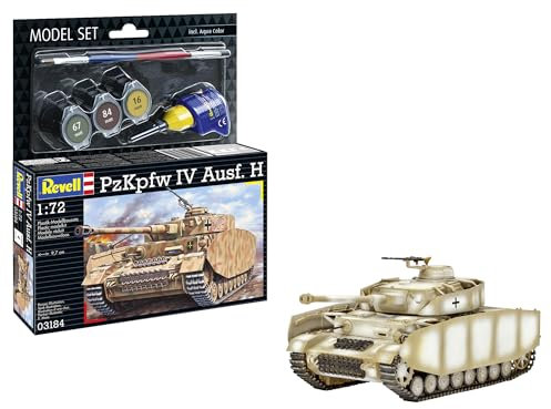Revell Modellbausatz PzKpfw. IV AUSF.H | Rückgrat der Deutschen Panzerverbände im WWII | Maßstabsgetreu mit realistischen Ketten | Zubehör inkl. Kleber und Pinsel