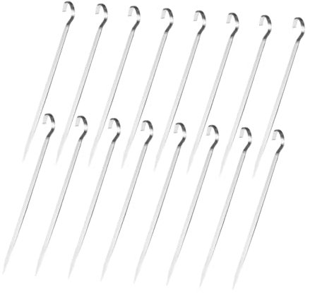 Mipcase 16pezzi Spiedini in Acciaio Inossidabile Per Barbecue Multiuso Per Carne e Spiedini Utensili Per Grigliare All Aperto Sicuri e Resistenti Alle Alte Temperature