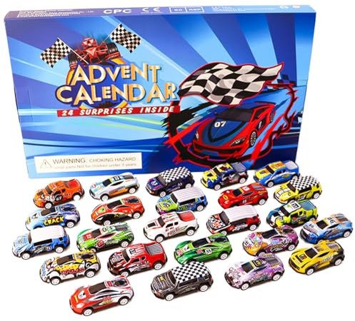 OUDIOHAI Auto Adventskalender 2024 Kinder, Kinder Jungens Auto Spielzeug Weihnachtskalender, Kinder Spielzeug Auto, 24 Tage Cars Adventskalender für Jungen Party Geschenke
