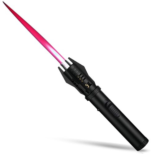 PRITOK Metal Large Fire Windproof Blue Flame Lighter: Lightsaber Torch Flame Lighter, Refillable Butane Torch Lighte, Lightsaber for Kitchen Cooking Outdoor Camping(Black)