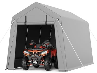 10 x 15 ft Portable Carport, Storage Shed with Heavy Duty Waterproof Tarp & 2 Roll-Up Zipper Doors, Ideal Tent for Motorcycles, Bikes, Garden Tools, and Firewood
