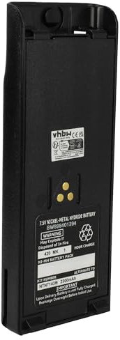 vhbw batteria sostituisce Motorola NTN7143R, NTN7143CR, NTN7144 per radio (2300mAh, 7,5V, NiMH) + clip