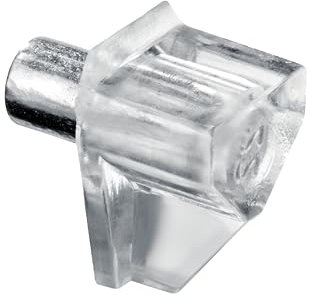 HSI Regalbodenträger 5mm aus Kunststoff transparent mit verzinktem Metallzapfen 100 Stk. - Bodenträger für Einlegeböden, Rostfreie Fachbodenträger mit Auflage