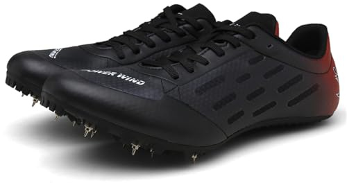 sekiueo Chaussures D'athlétisme pour Hommes Chaussures De Sprint Professionnelles À 7 Pointes Baskets De Course Légères Et De Saut,Noir,44 EU