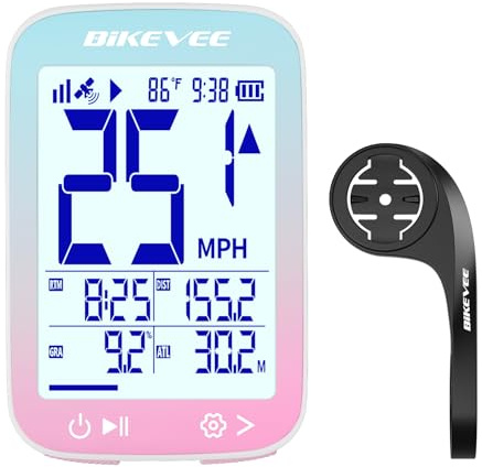 Bikevee GPS Fahrradcomputer Kabellos, 2.4 Zoll | IPX7 Fahrrad Tacho | Fahrradtacho Kabellos mit 28h Akku, Höhen-, Steigungs- und Temperaturdaten für Alltag, Training und längere Touren
