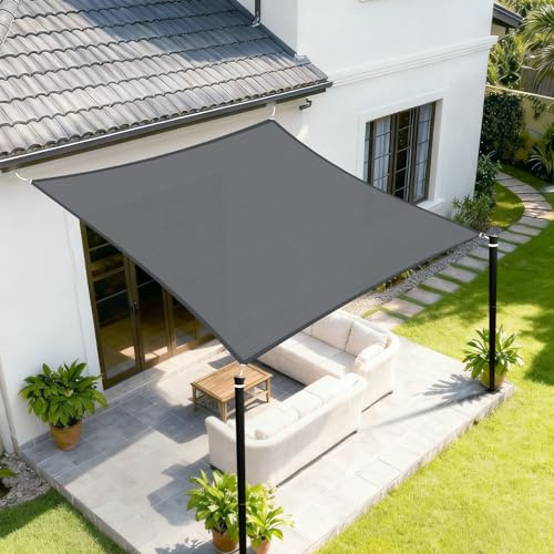 Sunnylaxx 4x4m Sonnensegel Rechteckig,420D Oxfordgewebe Wasserdicht Sonnenschutz Sunsegel UV-Schutz,für Außenbereich,Garten,Terrasse Balkon -Anthrazit