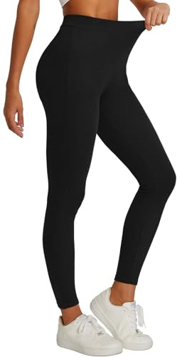 Havideto Thermo Leggings Damen Baumwolle Winter High Waist Gefütterte Fleece Thermoleggings Warme Bequem Schwarz XS/S