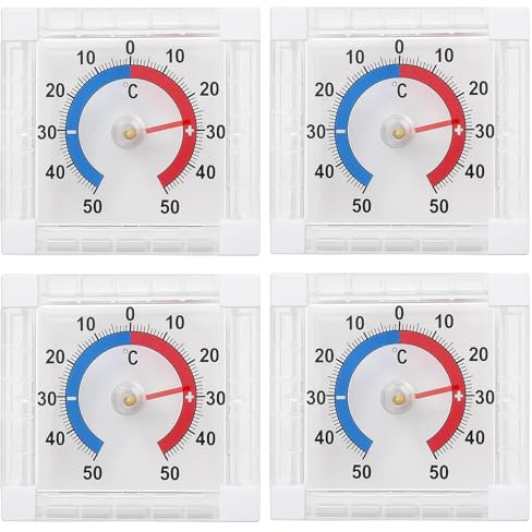 Aussenthermometer Wetterfest, 4er-Set Fensterthermometer Aussen Und Innen, Analoges Thermometer Für Fenster Und Außenbereich, Temperaturmessung Im Haushalt Und Outdoor