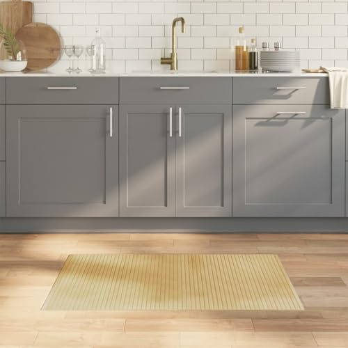 QUAHEAS Bambus Teppich Rechteckig Hell Natur 60x100 cm, strapazierfähig, rutschfest, pflegeleicht, für Wohnzimmer, Schlafzimmer, Esszimmer, Flur, natürliches Material