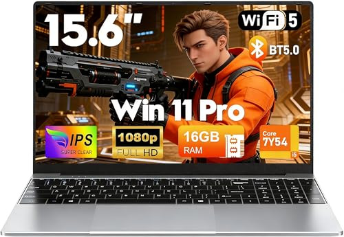 CHIFUYOU Ordinateur Portable Gaming 1 to SSD 16 Go RAM pc Portable Commercial 15,6 Pouces i5-7Y54 jusqu'à 3,2 GHz, Win 11, 1920 x 1080p, 6000 mAh, Clavier rétroéclairé