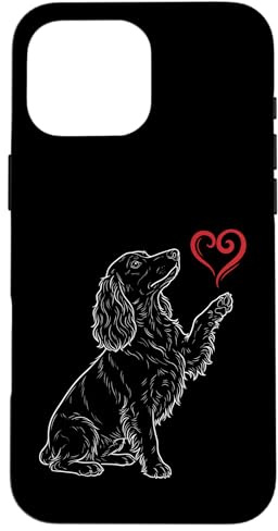 Cocker Spaniel Dog Art Holding Heart Valentines Case for iPhone 16 Pro Max