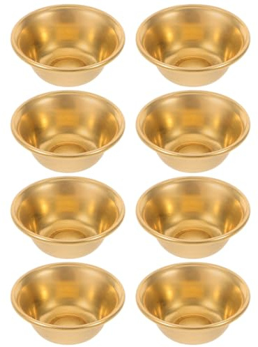Toyvian Lot de 8 Mini Bols à Offrandes Bouddhistes en Laiton 5 Cm Coupes Rituelles en Cuivre pour Eau Bénite Bols Décoratifs pour Maison et Temple, Usage Rituel et Dévotion