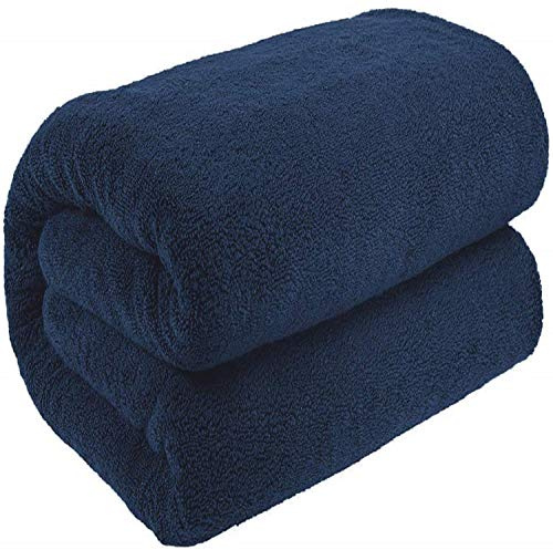 Aaf Textiles Bath Sheet Extra Large Navy Blue Oversized 96x180cm 100% Cotton Jumbo 515Gsm Egytian Cotton Style Thick Absorbent Super Soft Supreme Quality Quick Dry Gift Wrapped Hotel Quality
