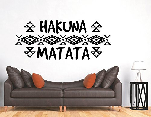 tjapalo® s-pkm393 Wandtattoo Wohnzimmer mit Wandspruch Sprüche Hakuna Matata (B140 x H58 cm)