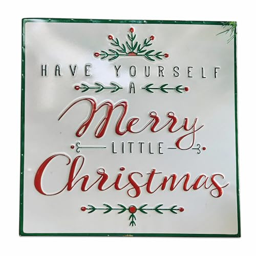 Loberon Deko-Schild Merry Merry, Schöner 3D-Print, Zeitloses Design, Weihnachtsstimmung, Weihnachtsdeko, Weihnachten, Wanddekoration, Eisen, weiß