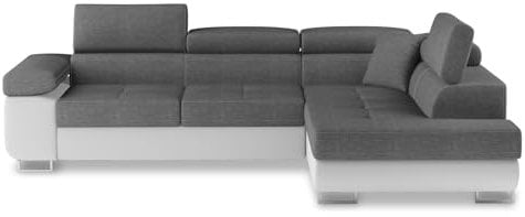 INTENSE DECO Canapé d'angle Droit Convertible Marius Gris et Blanc