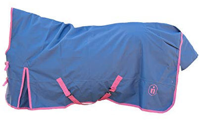 indira Pferdedecke-Winter pro 400g Wasserdicht Ripstop 1200d high-Neck (135 cm, Blau 01 - Pink 01)