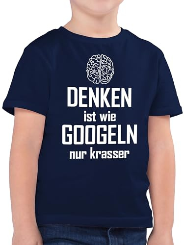 Kinder T-Shirt Jungen - Statement Sprüche - Denken ist wie Googeln nur krasser - 164 (14/15 Jahre) - Dunkelblau - Shirt sprüche. Spruch Nerd kindershirts t-Shirts mit sprüchen spruche googlen