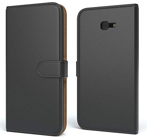 EAZY CASE Tasche kompatibel mit Samsung Galaxy J4 Plus Schutzhülle mit Standfunktion Klapphülle Bookstyle, Handytasche Handyhülle mit Magnetverschluss und Kartenfach, Kunstleder, Schwarz