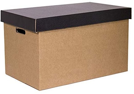 ONLY BOXES, Storage Boxes with Black Lid, Cardboard Moving and Storage Boxes with Handles, Very Strong Cardboard Boxes, 53.2 x 33.1 x 32.5 (L x W x H) in cm, 2 Units