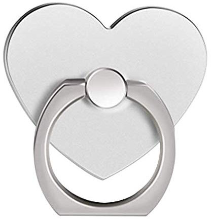 Support de Bague de téléphone en Forme de cœur Skip, Support de téléphone Universel, poignée de Bague en Alliage d'aluminium 3D à Rotation à 360 ° pour iPhone, Samsung All Cell Phone (Silver)